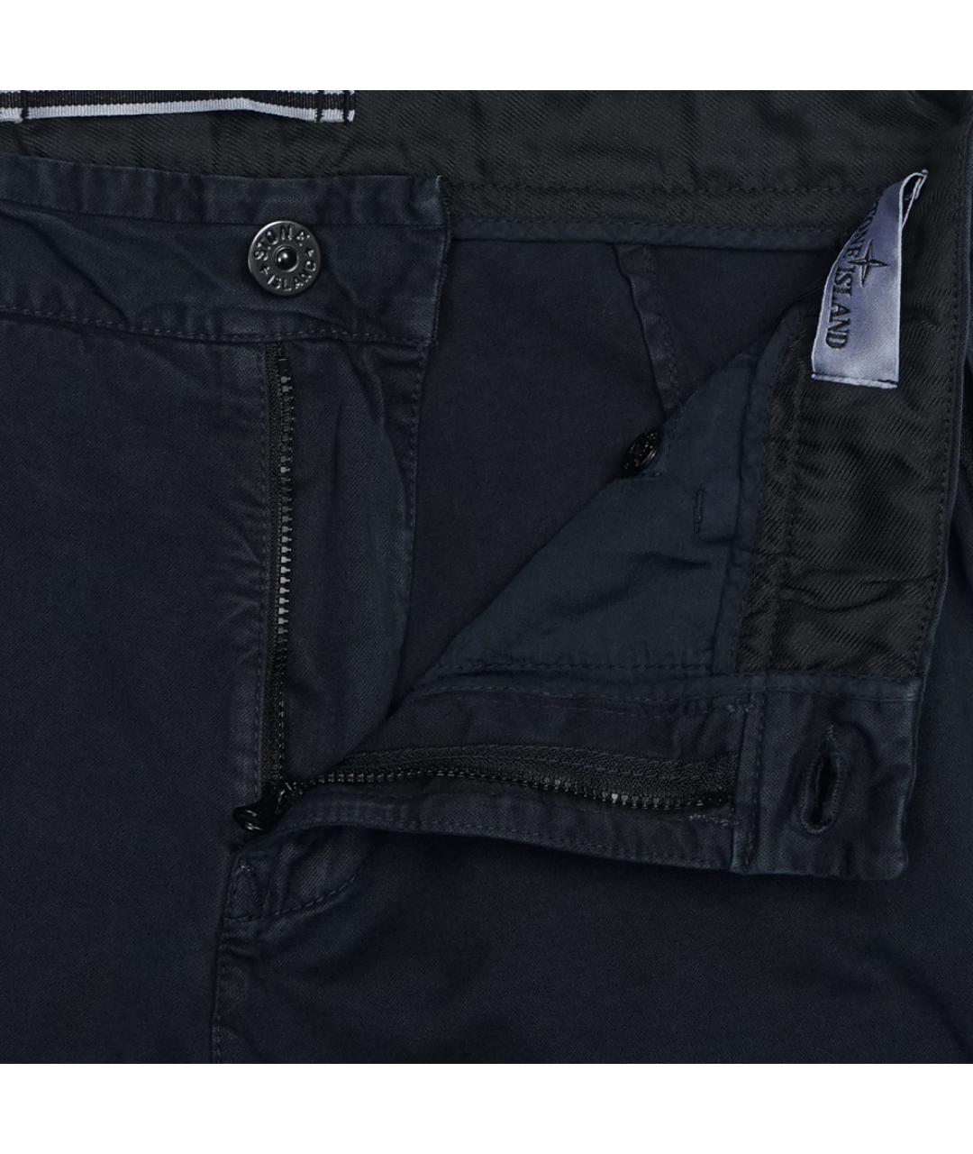 STONE ISLAND Темно-синие хлопко-эластановые повседневные брюки, фото 2