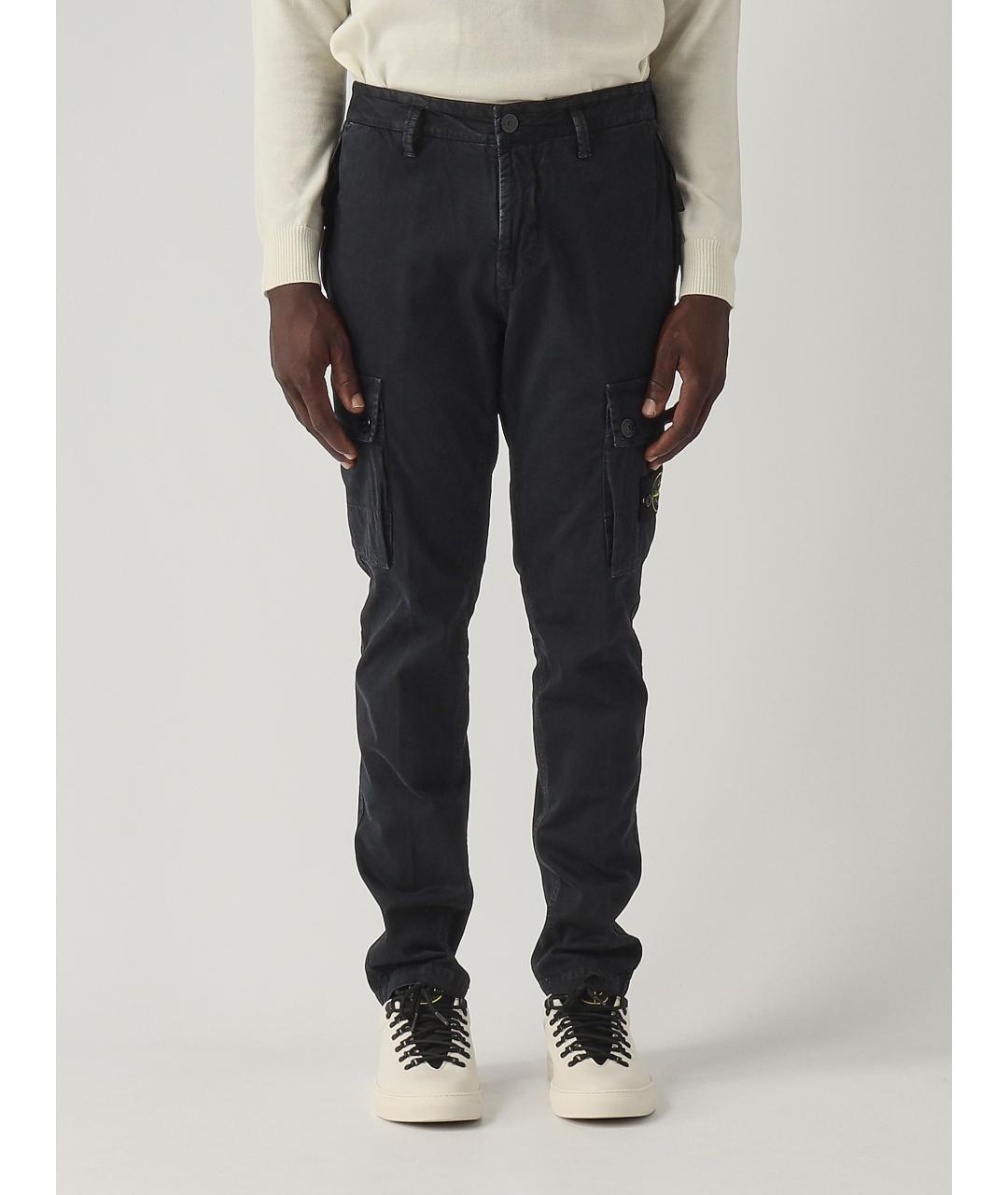 STONE ISLAND Темно-синие хлопко-эластановые повседневные брюки, фото 7