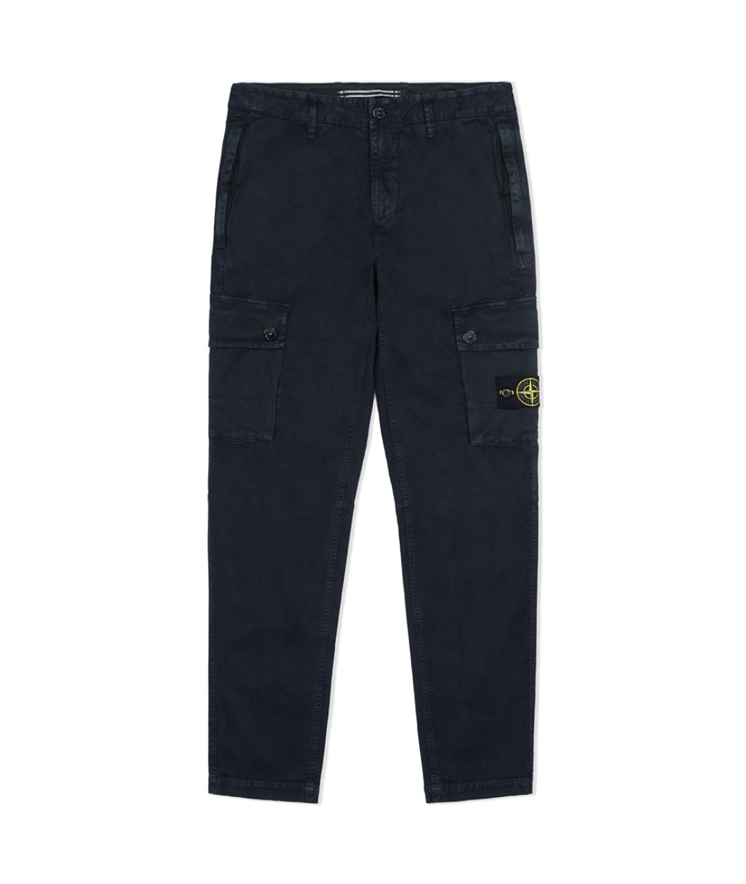 STONE ISLAND Темно-синие хлопко-эластановые повседневные брюки, фото 1