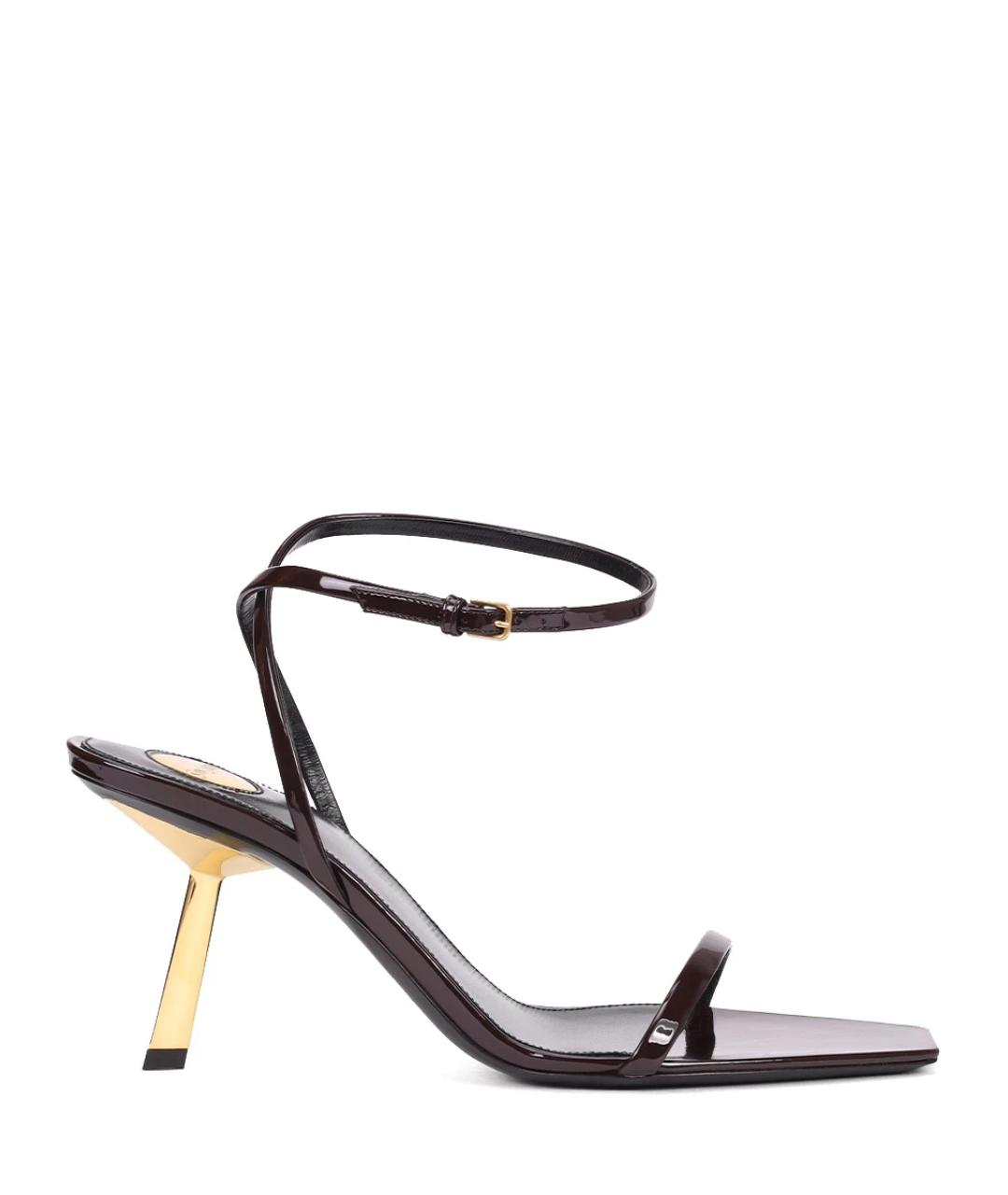 SAINT LAURENT Бордовые босоножки, фото 1