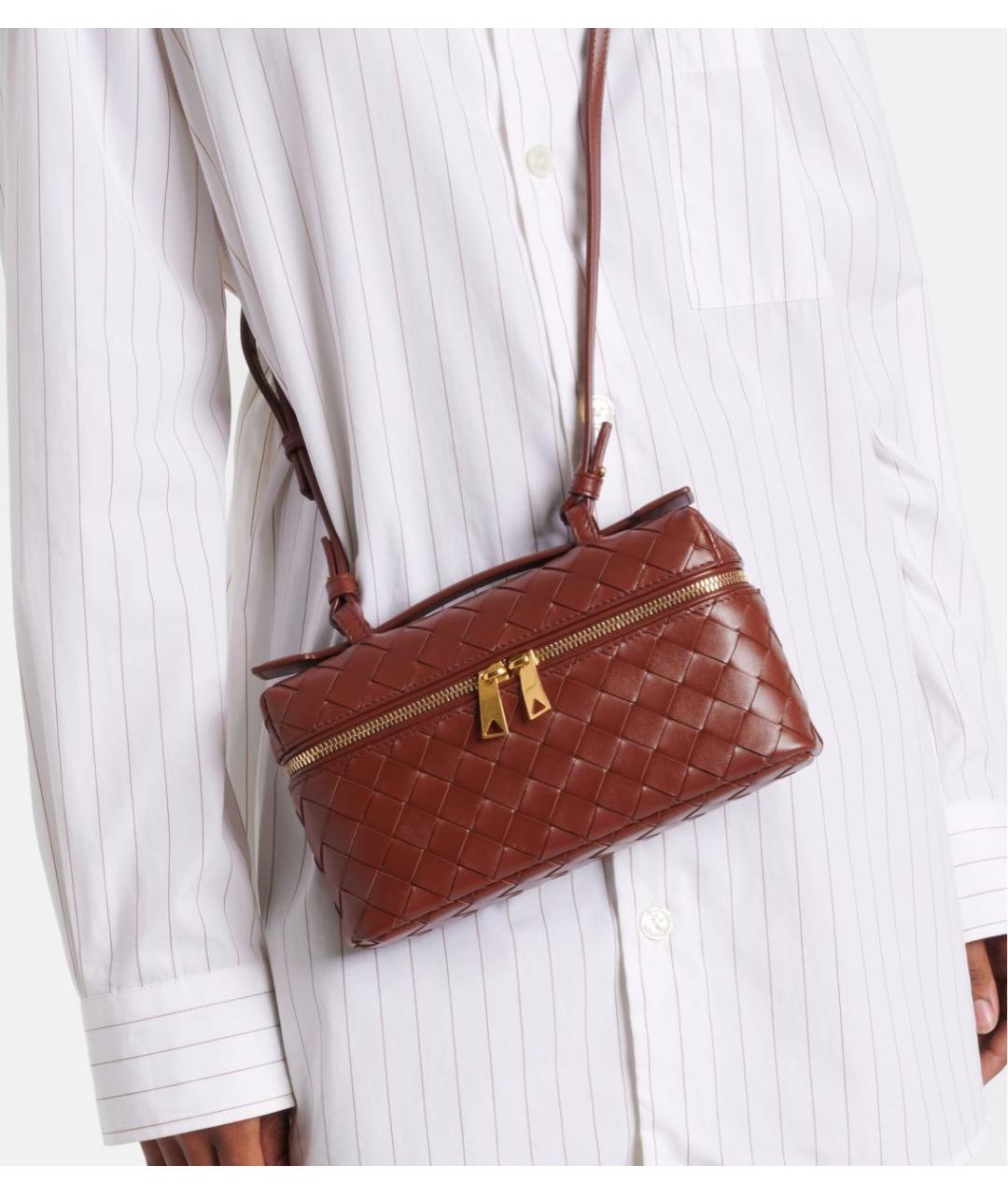 BOTTEGA VENETA Бордовая кожаная сумка с короткими ручками, фото 3