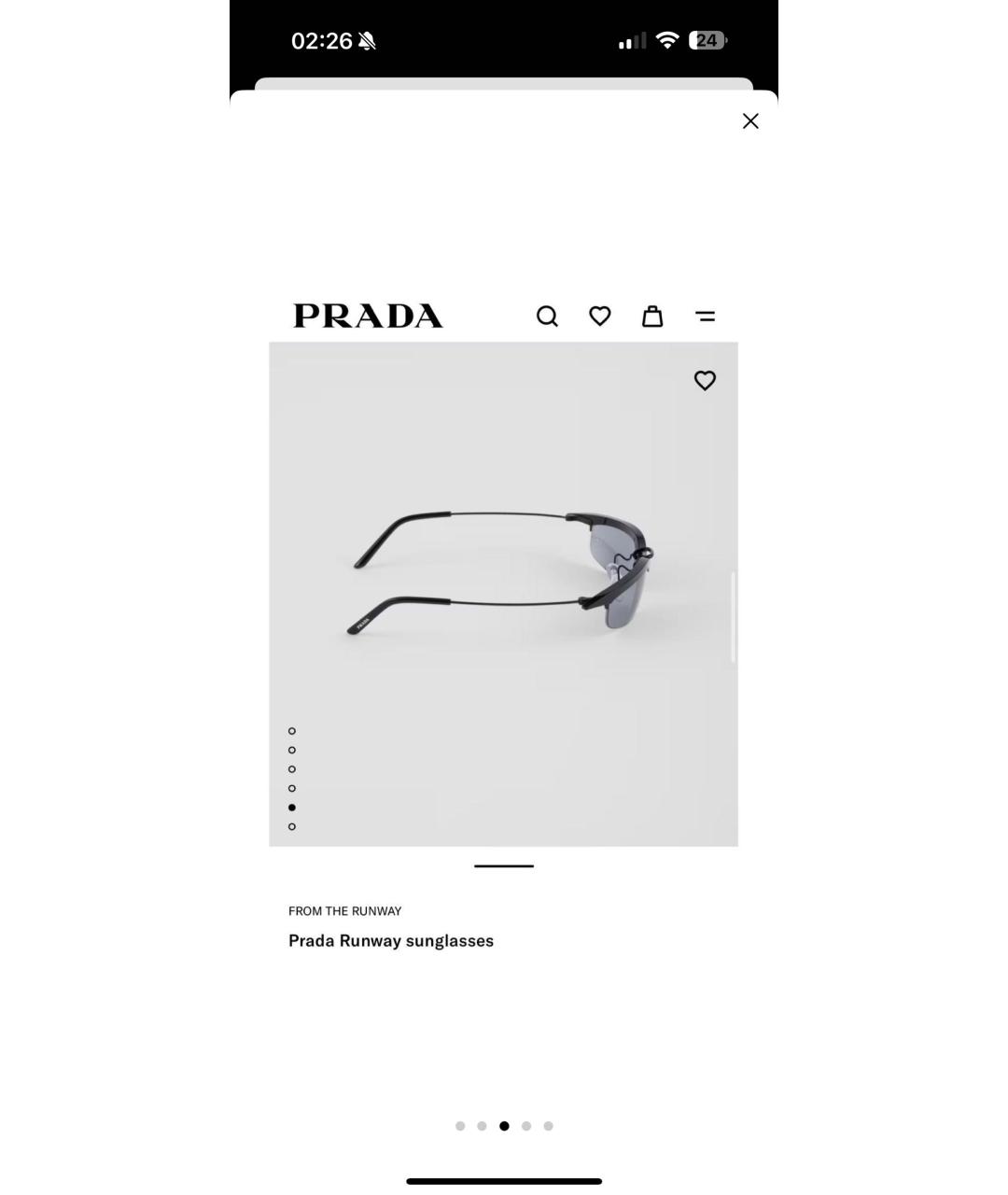 PRADA Черные металлические солнцезащитные очки, фото 3