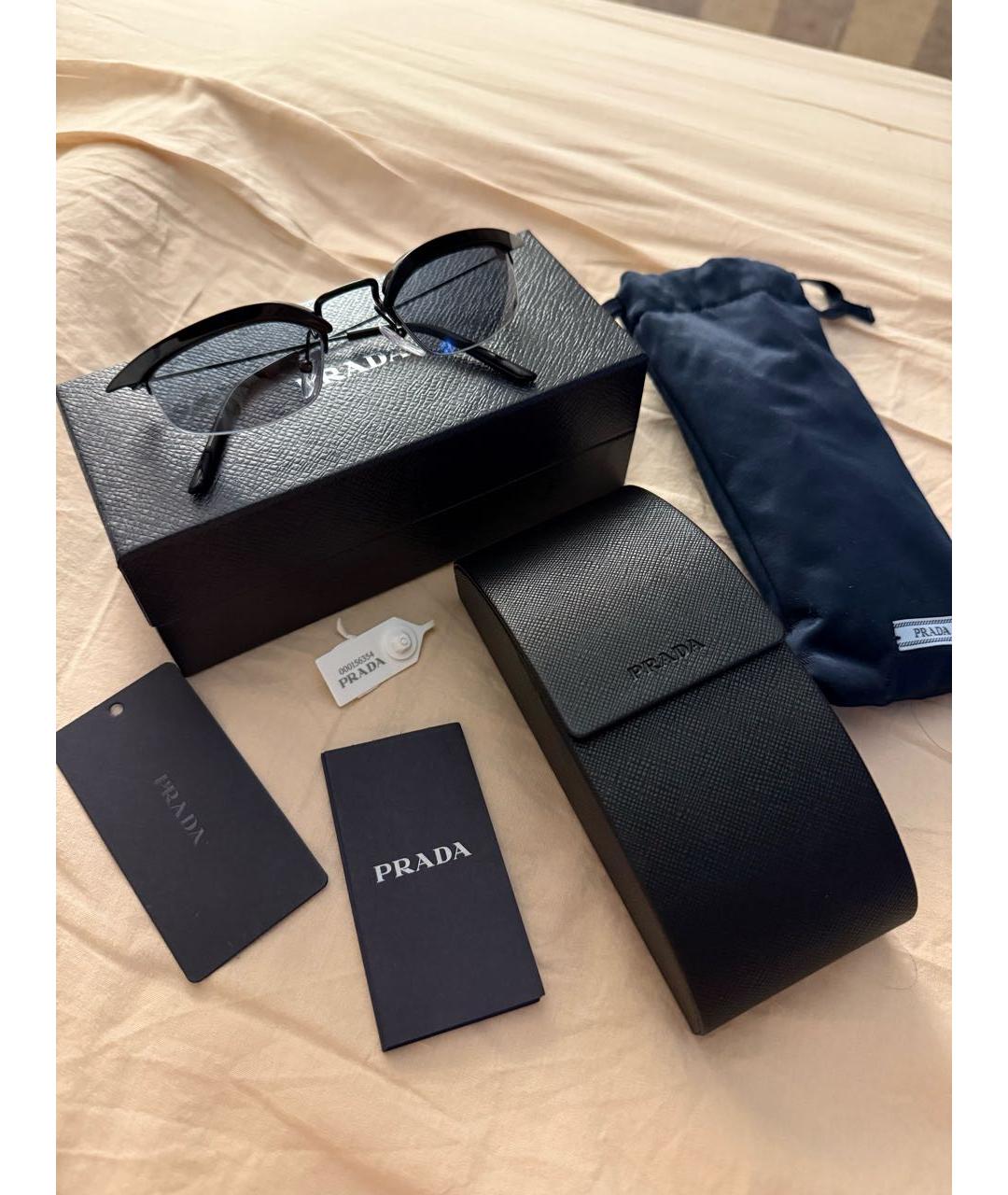 PRADA Черные металлические солнцезащитные очки, фото 4