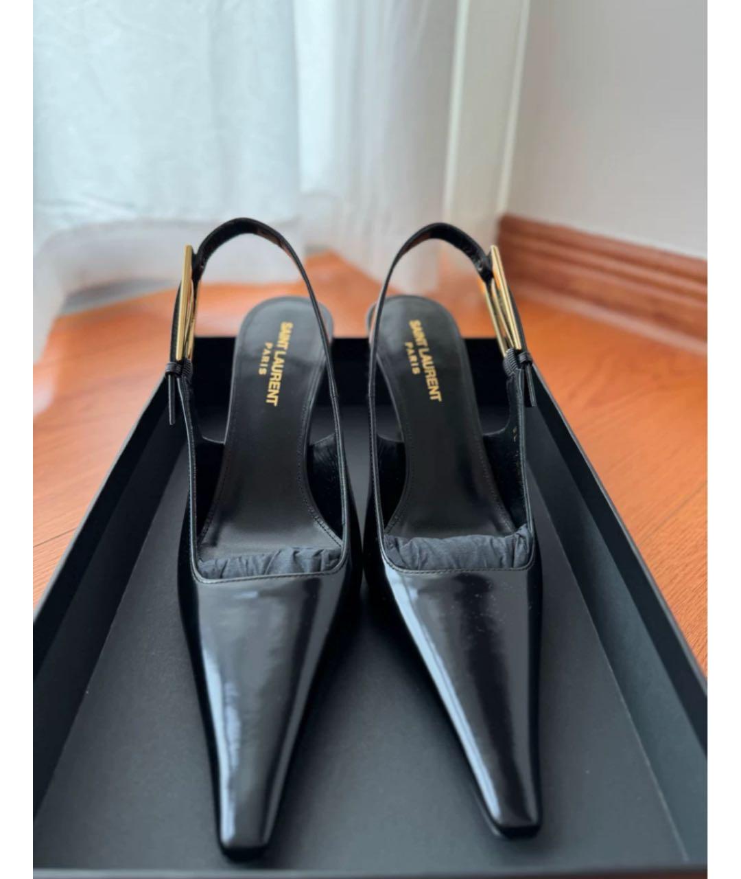 SAINT LAURENT Черные кожаные туфли, фото 2