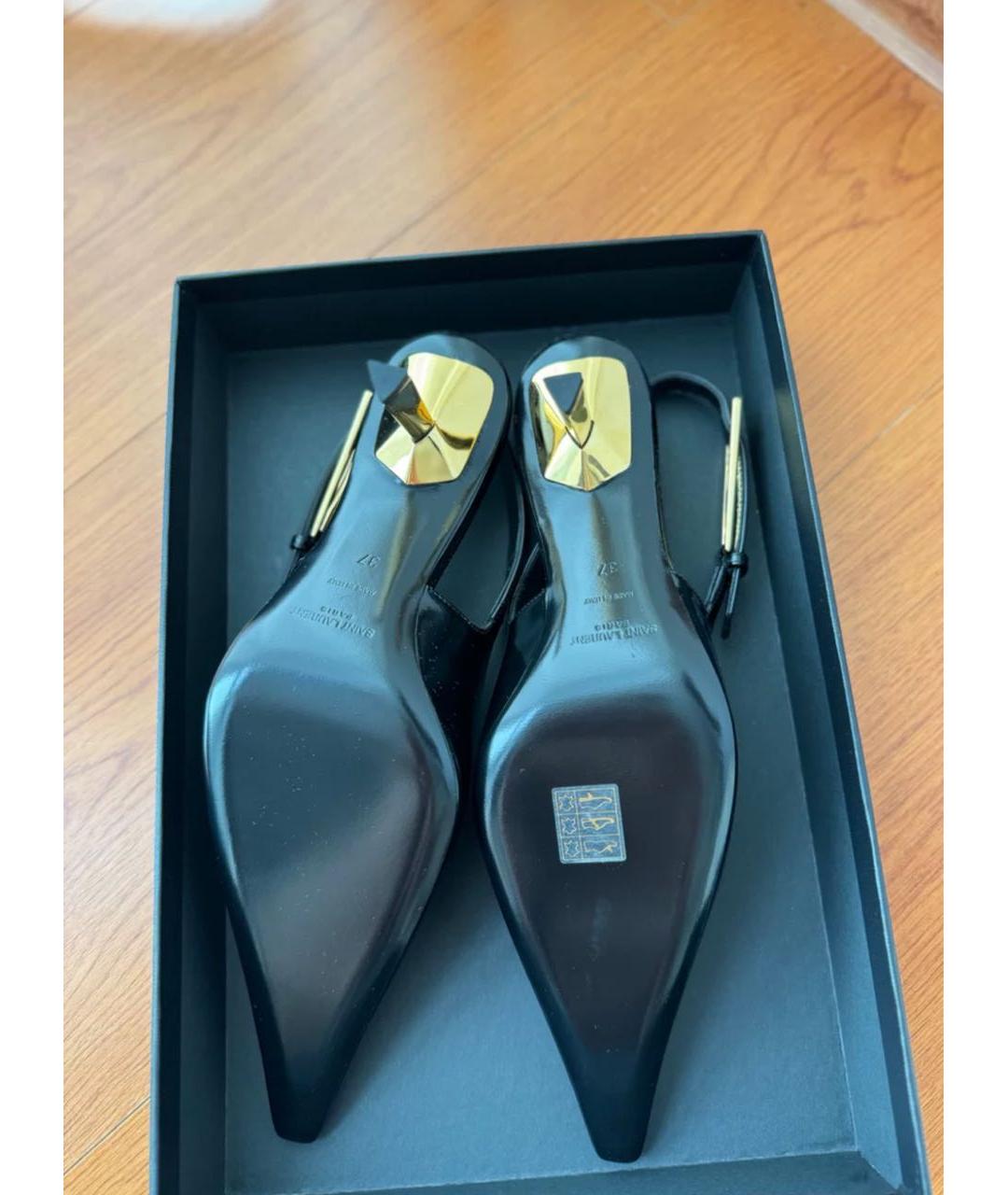 SAINT LAURENT Черные кожаные туфли, фото 6