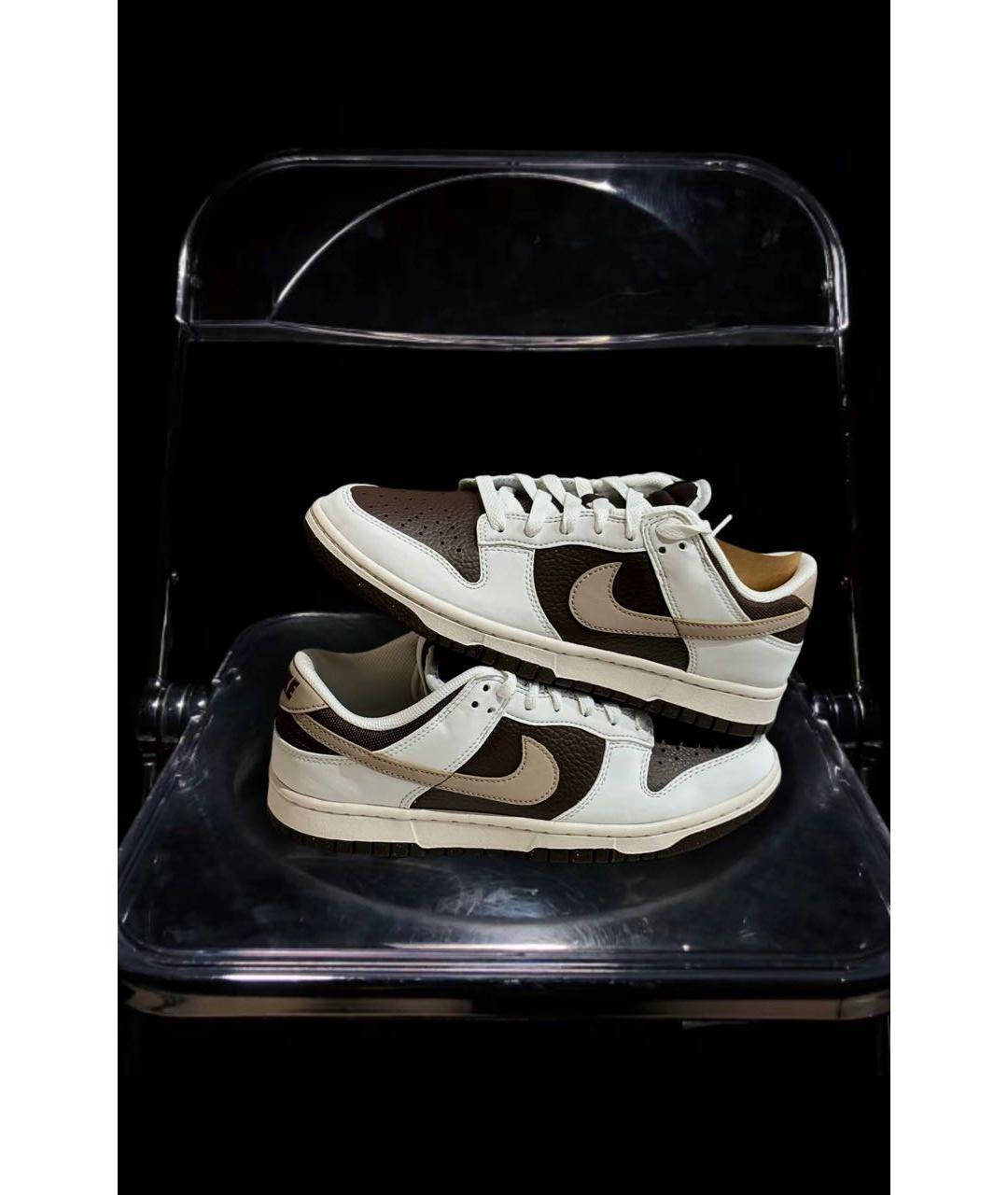 NIKE Коричневые кожаные низкие кроссовки / кеды, фото 7