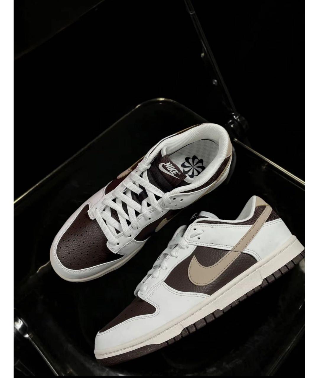 NIKE Коричневые кожаные низкие кроссовки / кеды, фото 2