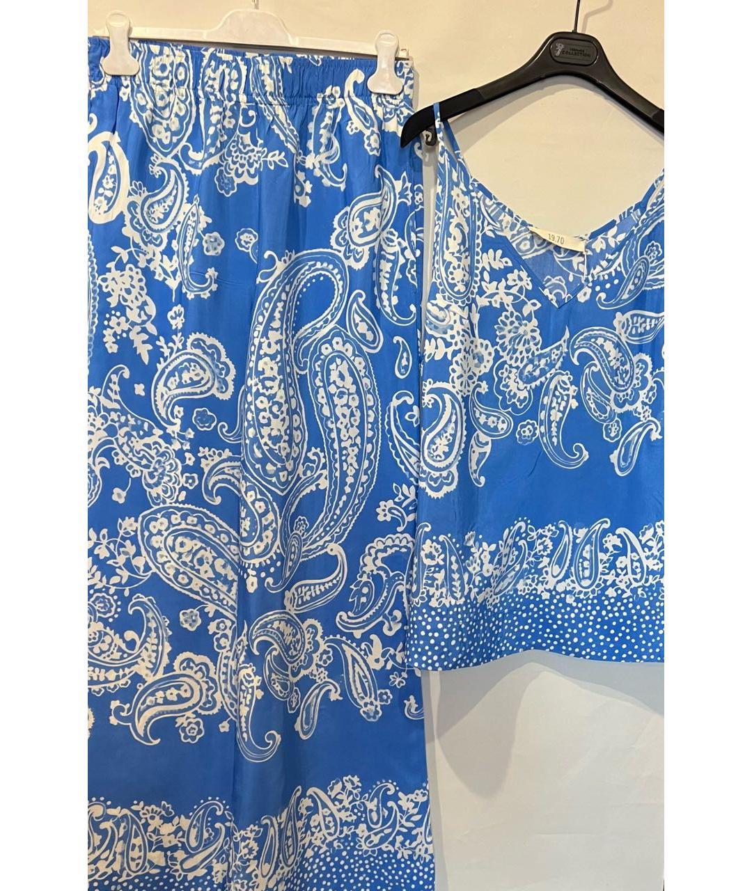 'S MAX MARA Голубой вискозный костюм с брюками, фото 8