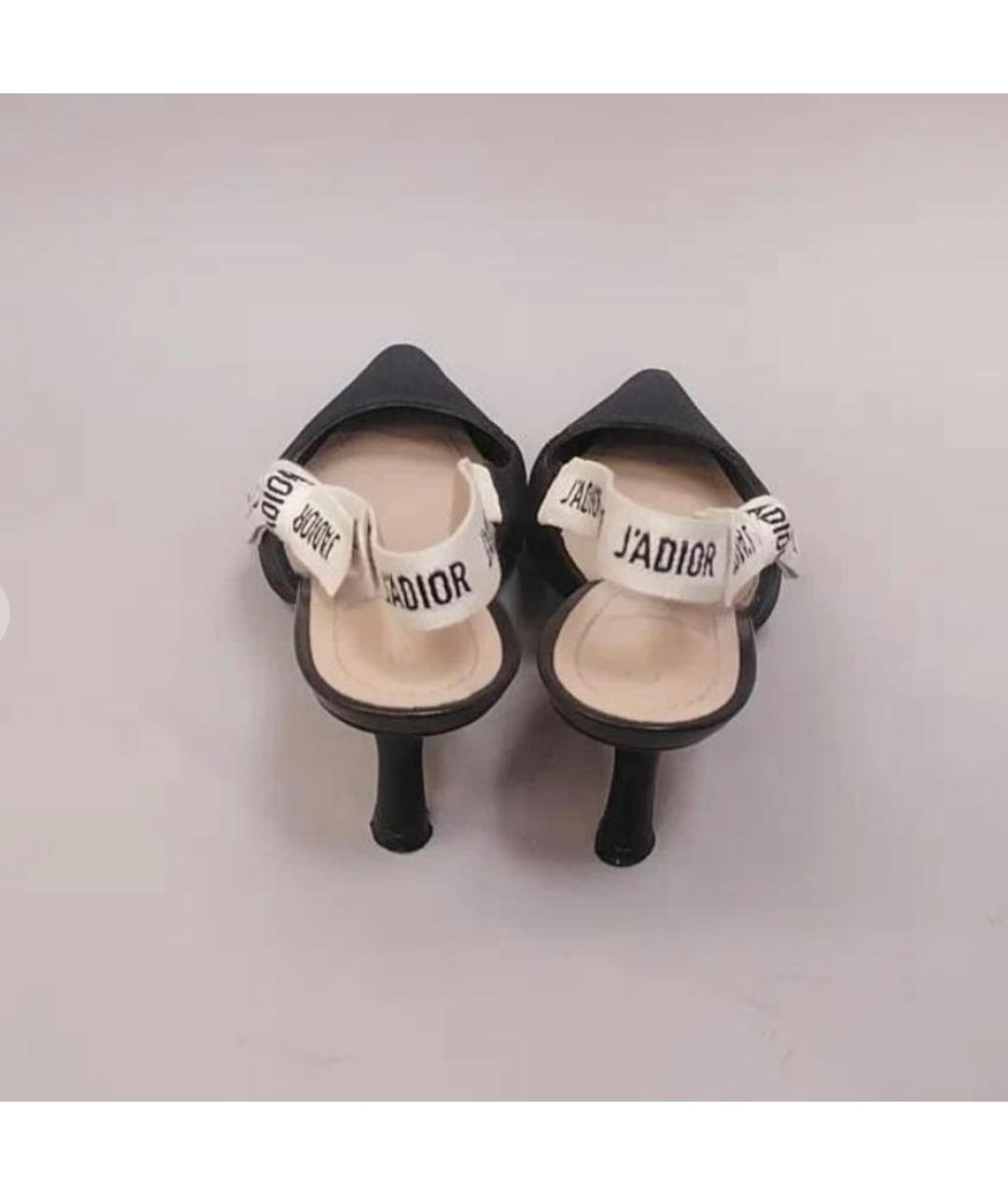 CHRISTIAN DIOR Черные текстильные лодочки на низком каблуке, фото 3