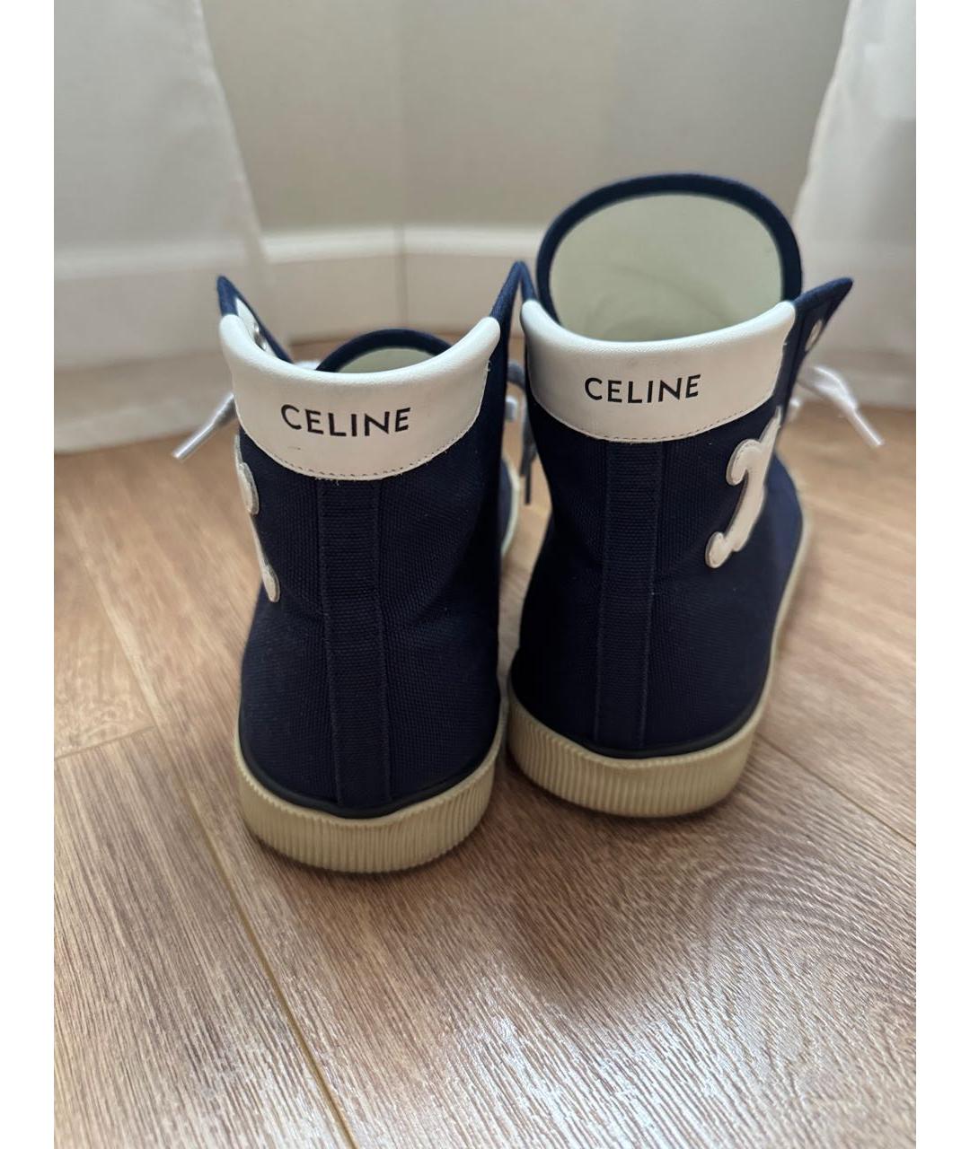 CELINE Темно-синие текстильные кеды, фото 4