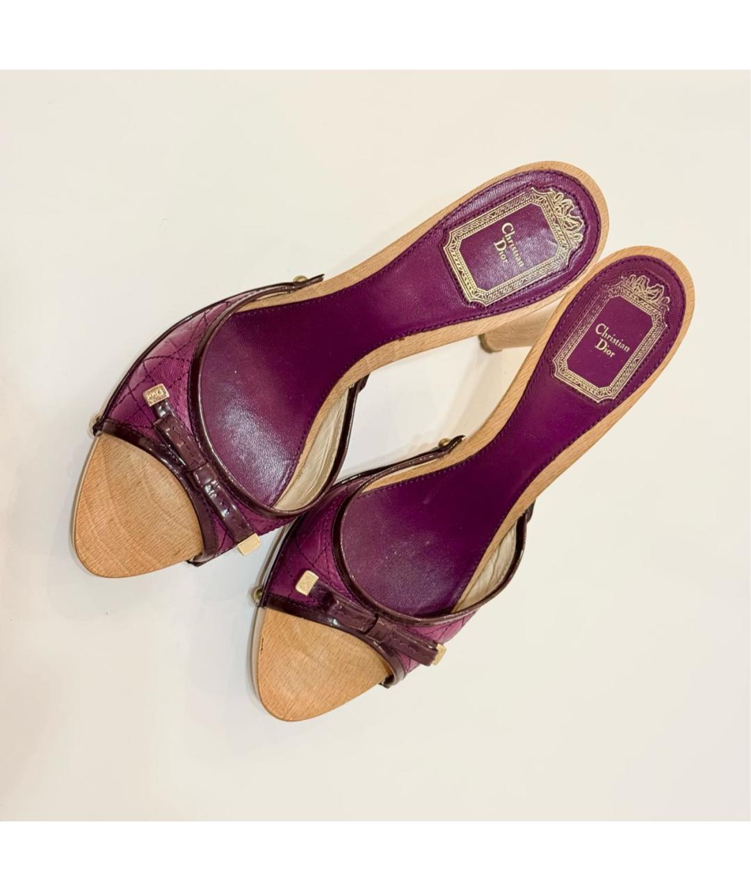 CHRISTIAN DIOR Фиолетовые кожаные сабо, фото 2