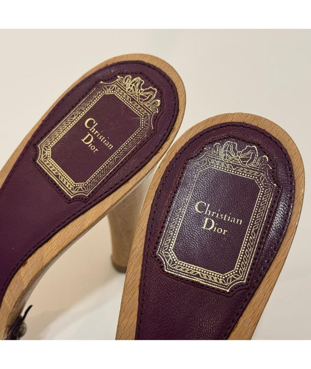 CHRISTIAN DIOR Фиолетовые кожаные сабо, фото 3