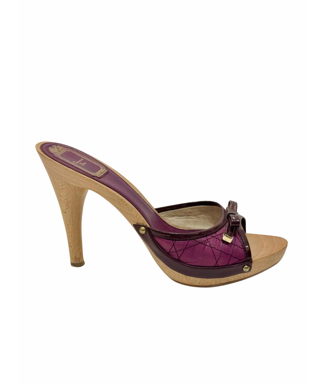 CHRISTIAN DIOR Фиолетовые кожаные сабо, фото 1