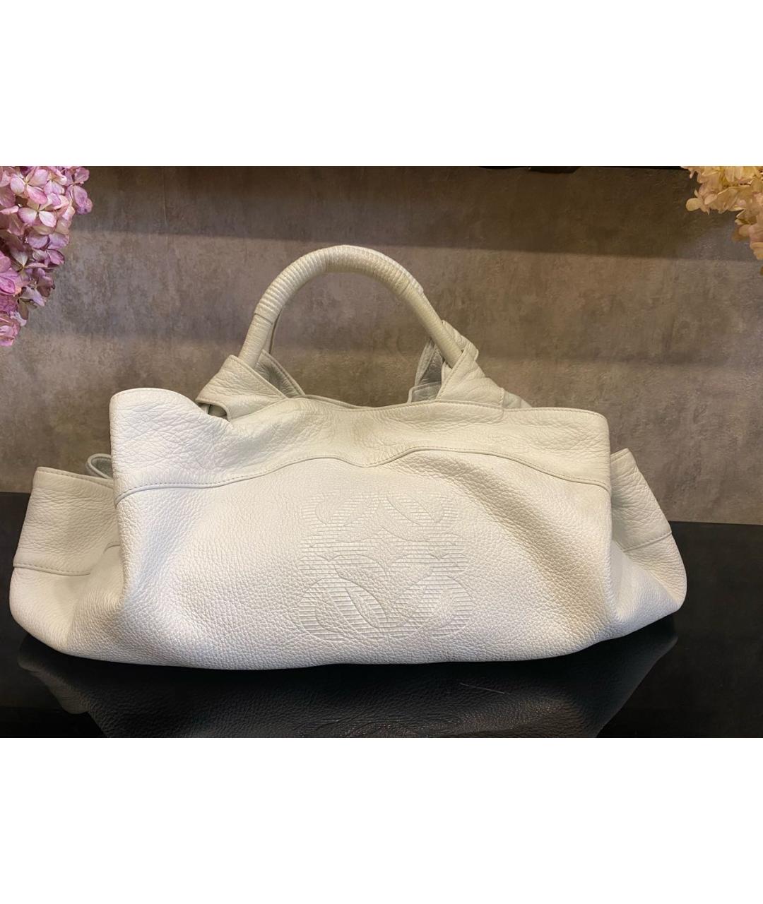 LOEWE Белая кожаная сумка тоут, фото 9