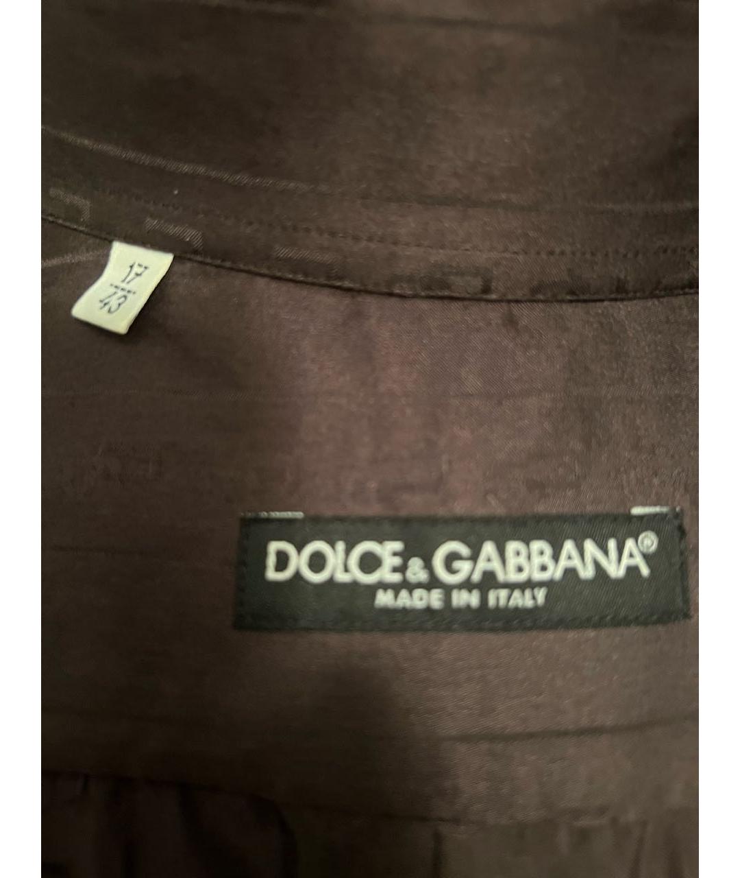 DOLCE&GABBANA Коричневая шелковая кэжуал рубашка, фото 3