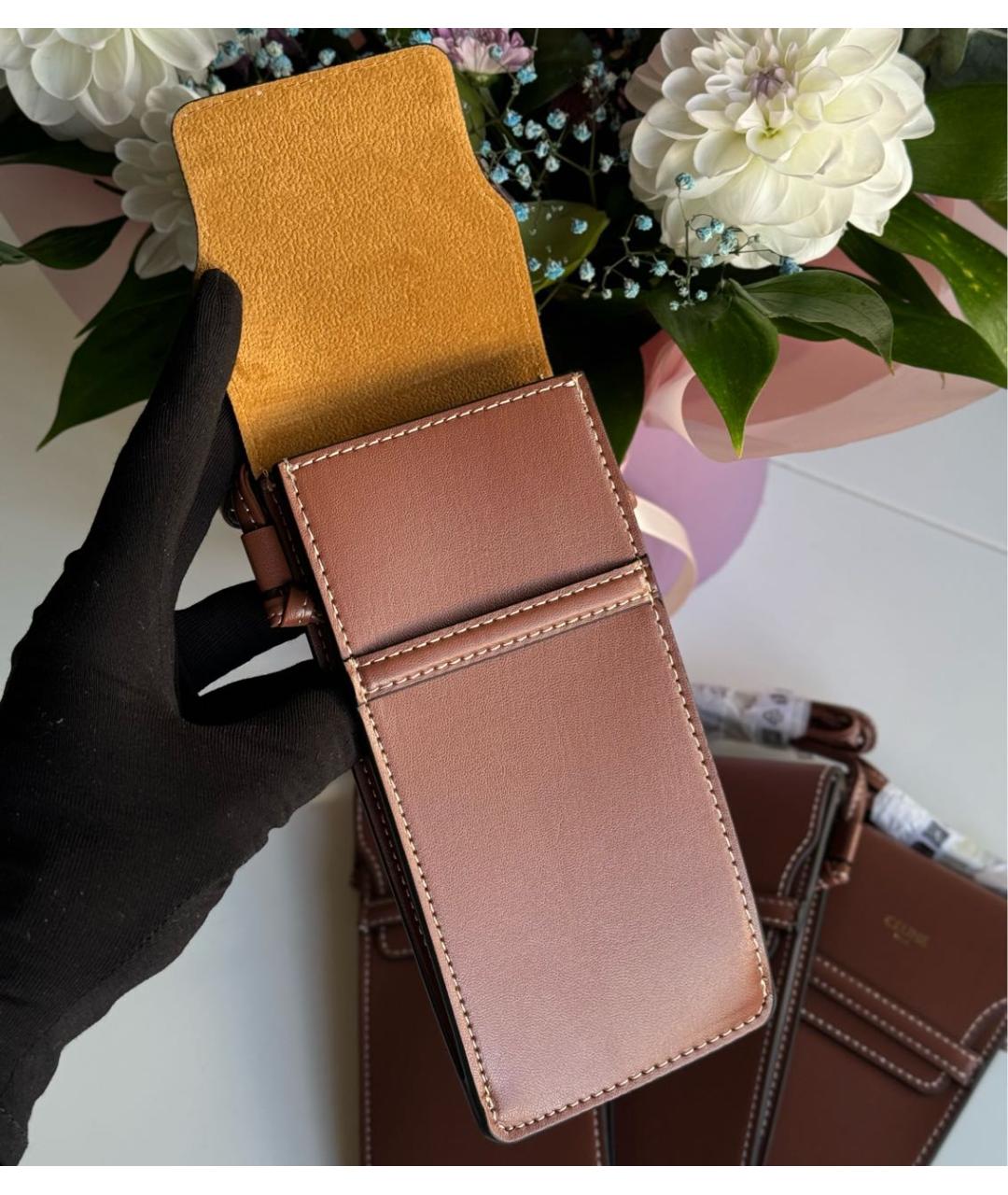 CELINE Коричневая сумка через плечо из искусственной кожи, фото 3