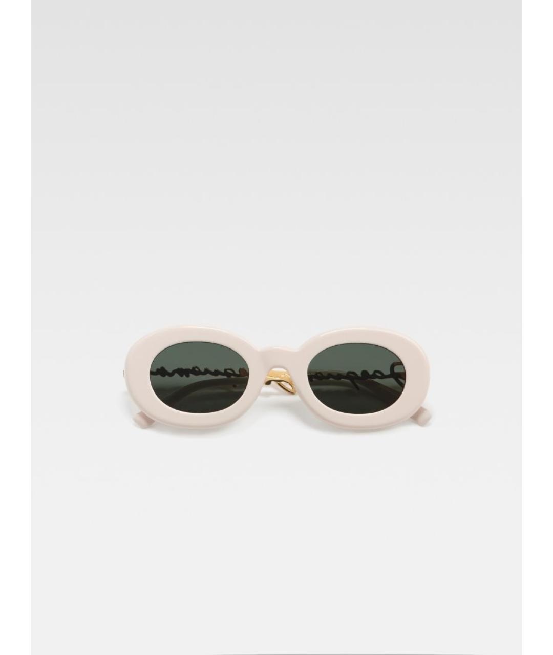 JACQUEMUS Бежевые металлические солнцезащитные очки, фото 7