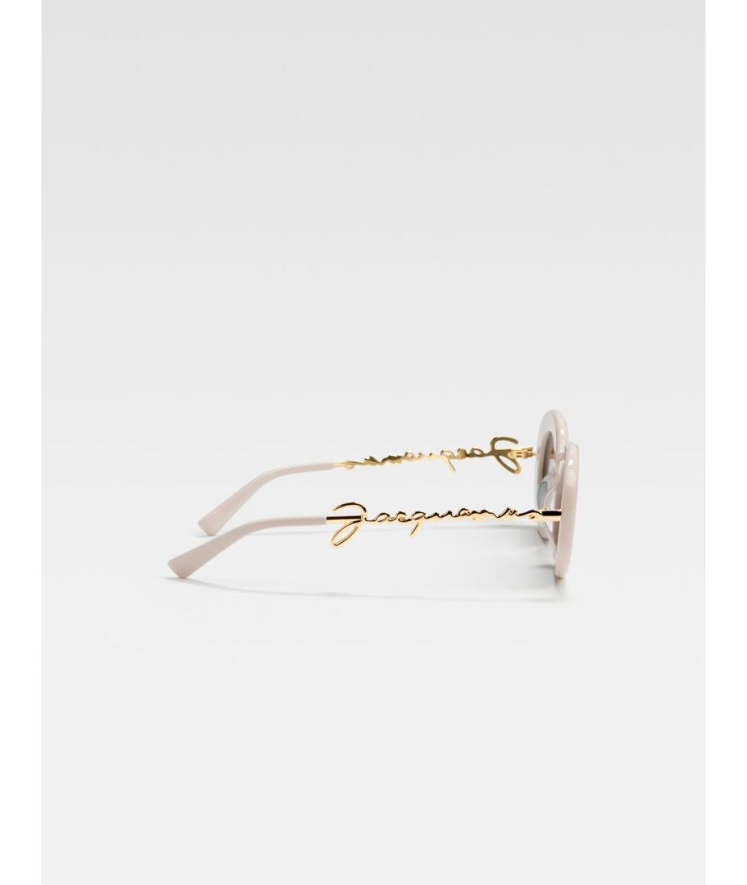 JACQUEMUS Бежевые металлические солнцезащитные очки, фото 2