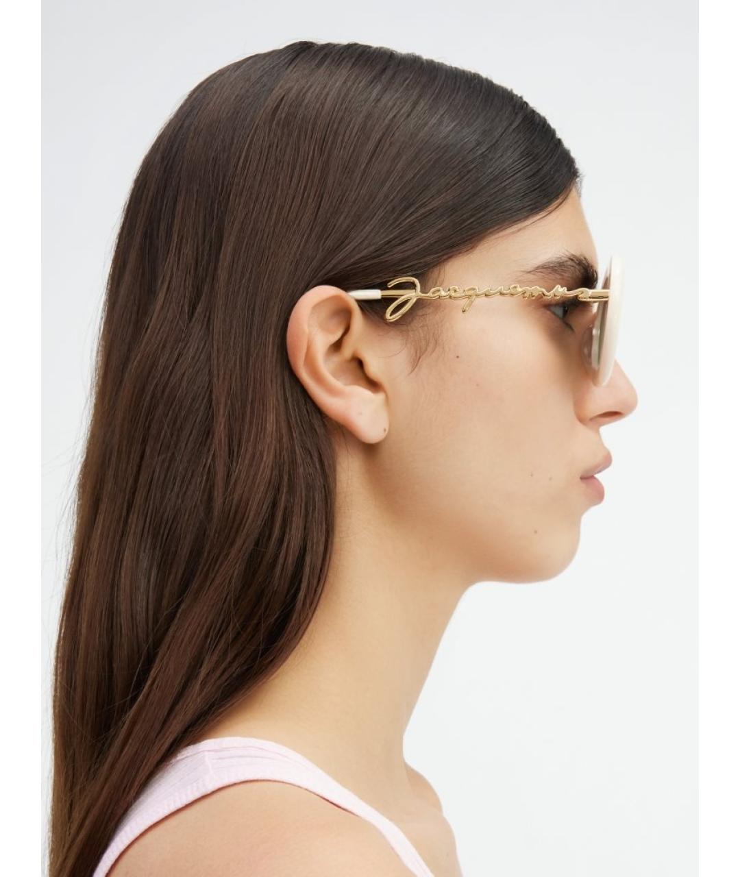 JACQUEMUS Бежевые металлические солнцезащитные очки, фото 5