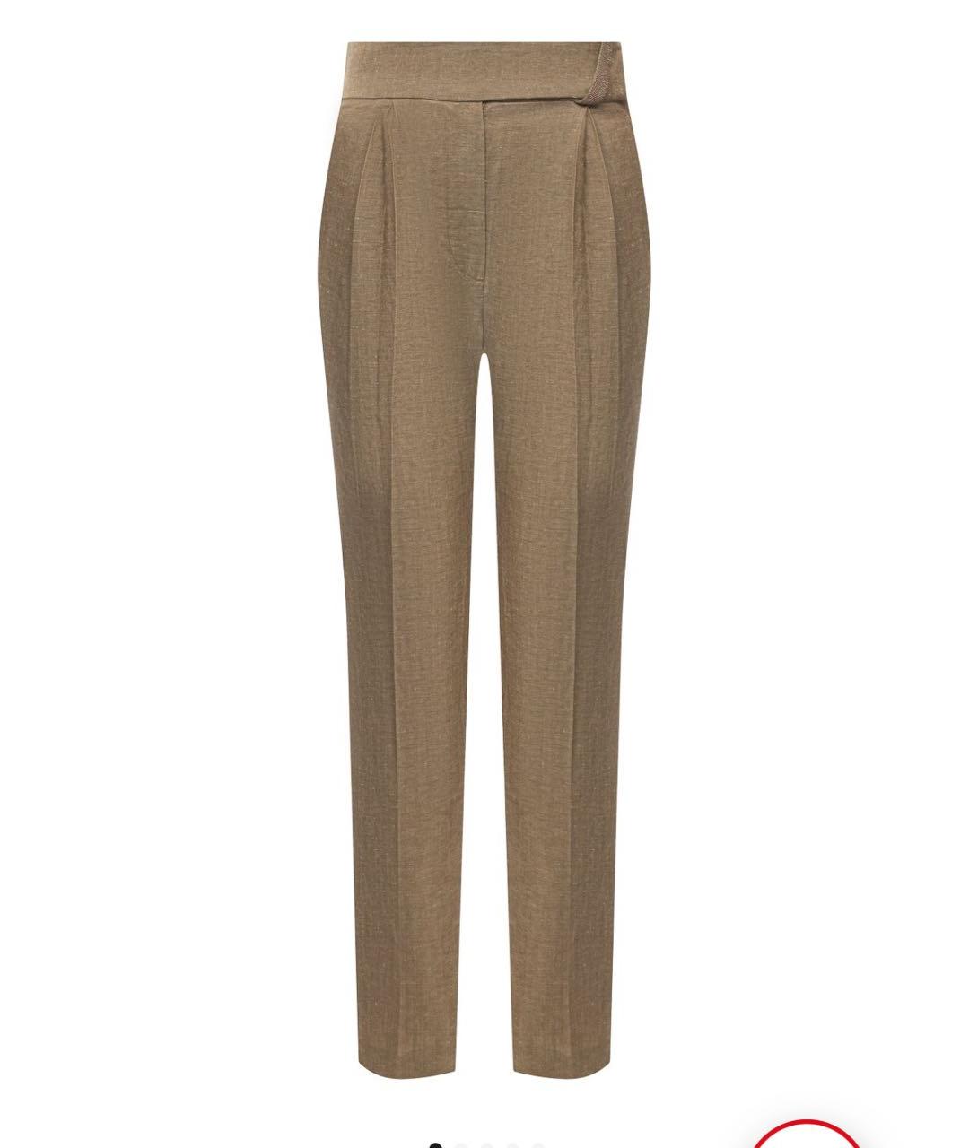 BRUNELLO CUCINELLI Коричневые шерстяные брюки узкие, фото 1