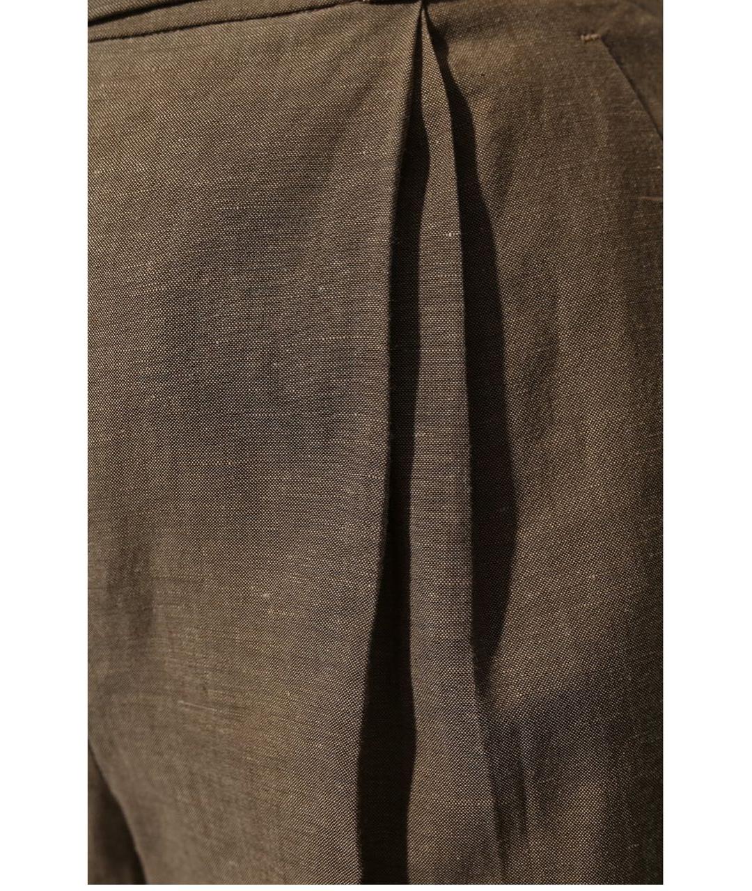 BRUNELLO CUCINELLI Коричневые шерстяные брюки узкие, фото 5