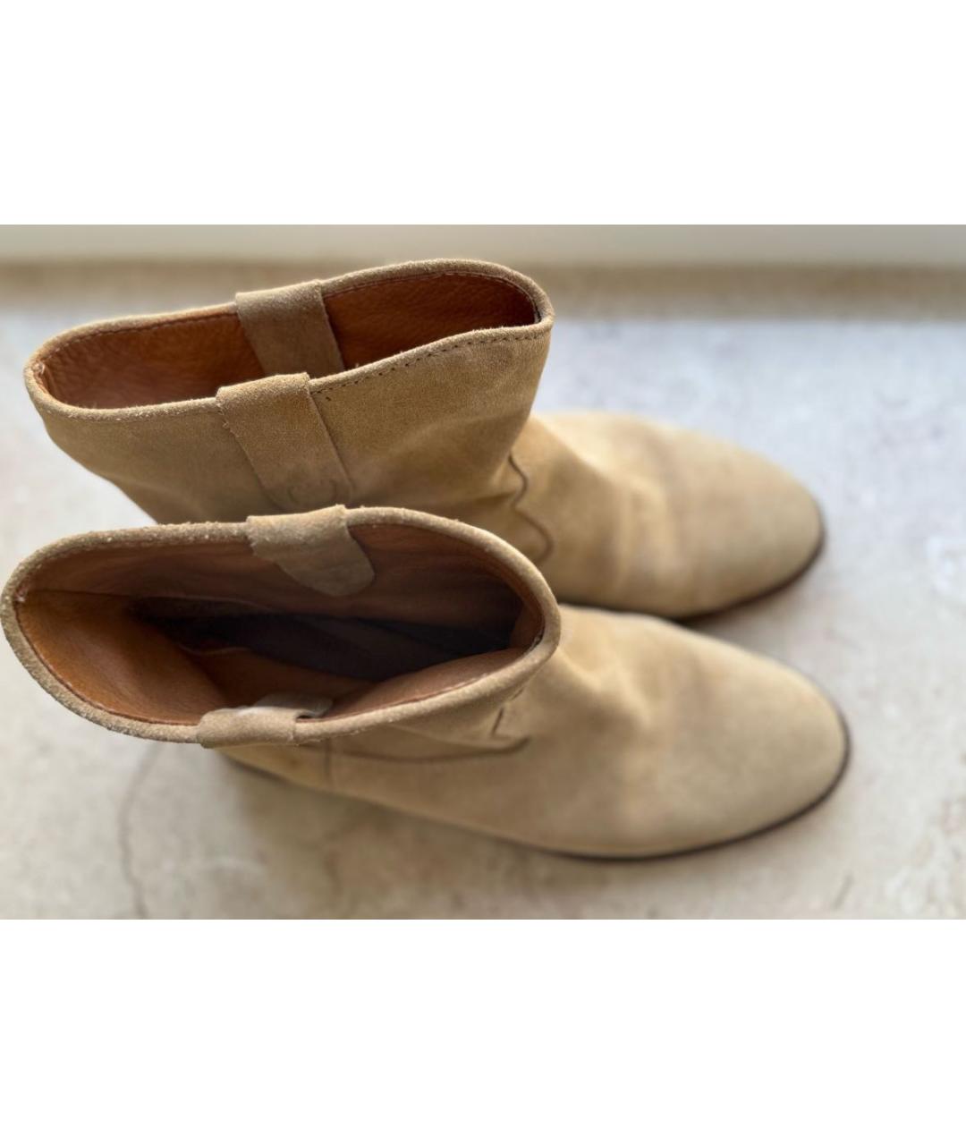 ISABEL MARANT Бежевые кожаные полусапоги, фото 4