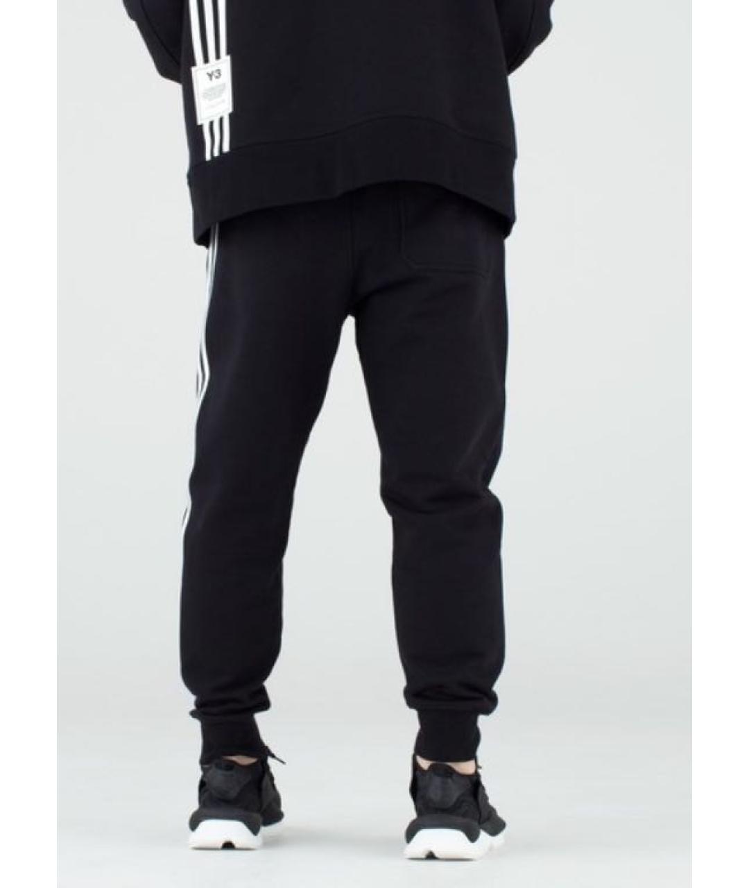 Y-3 Черные хлопко-эластановые повседневные брюки, фото 5