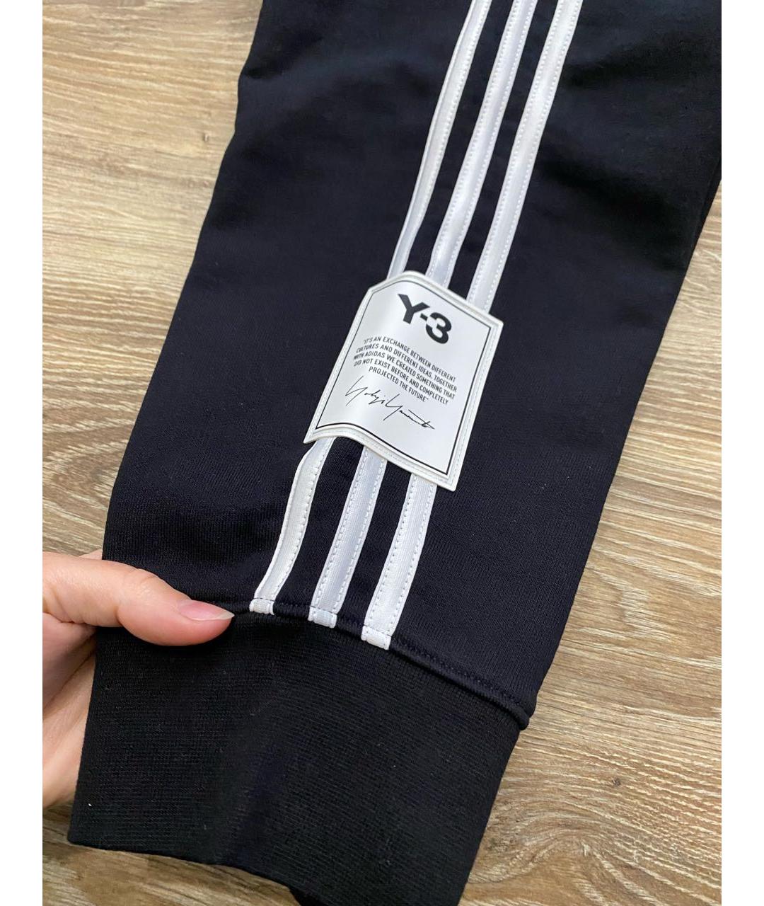 Y-3 Черные хлопко-эластановые повседневные брюки, фото 8