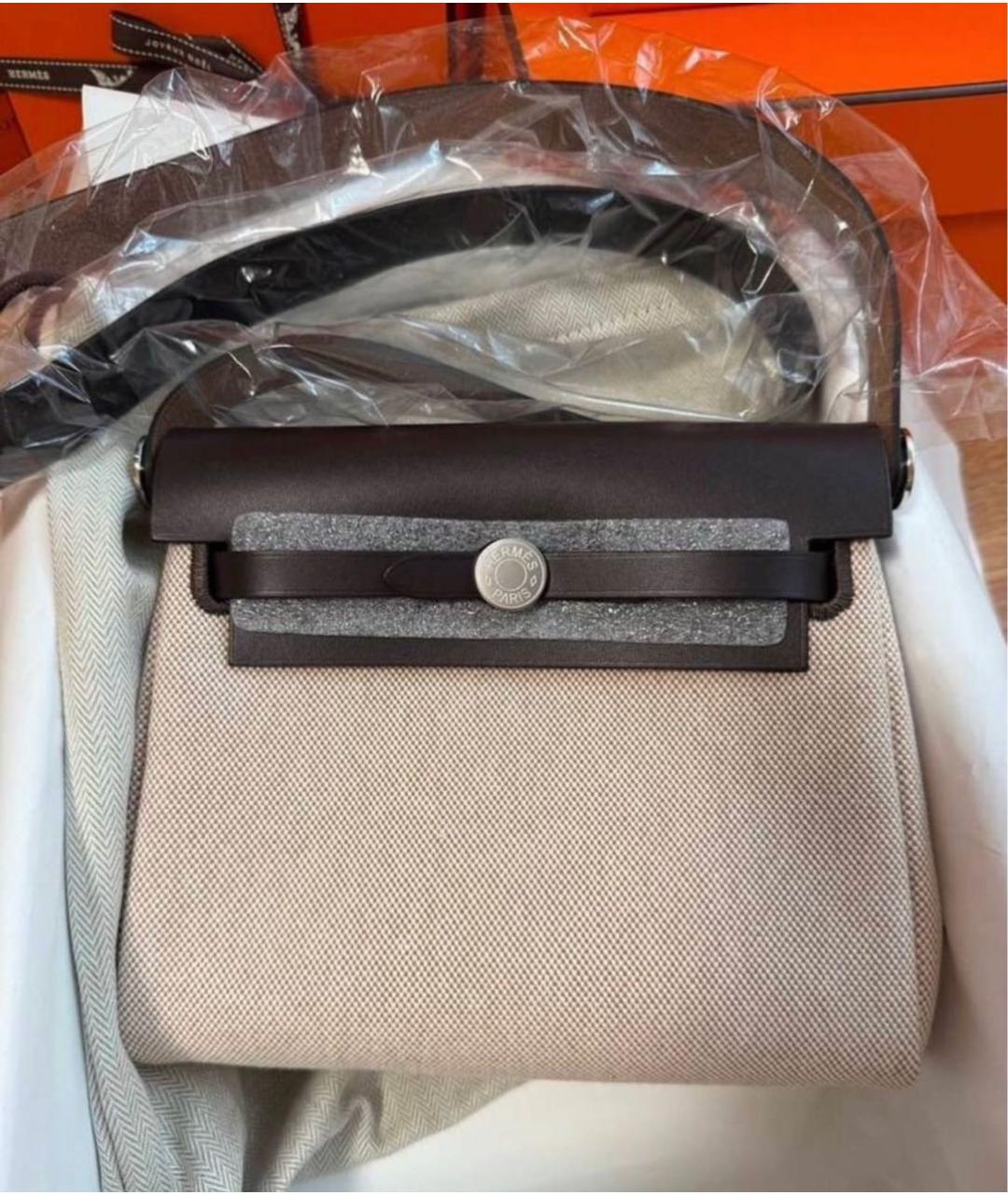 HERMES Бежевая кожаная сумка через плечо, фото 3
