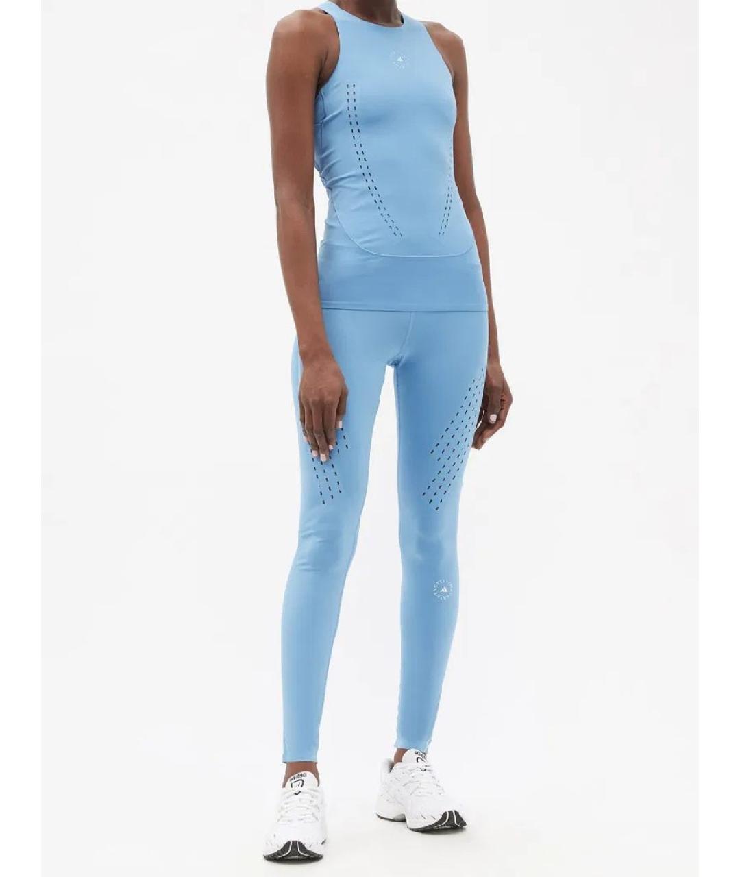 ADIDAS BY STELLA MCCARTNEY Голубые полиэстеровые леггинсы и велосипедки, фото 2