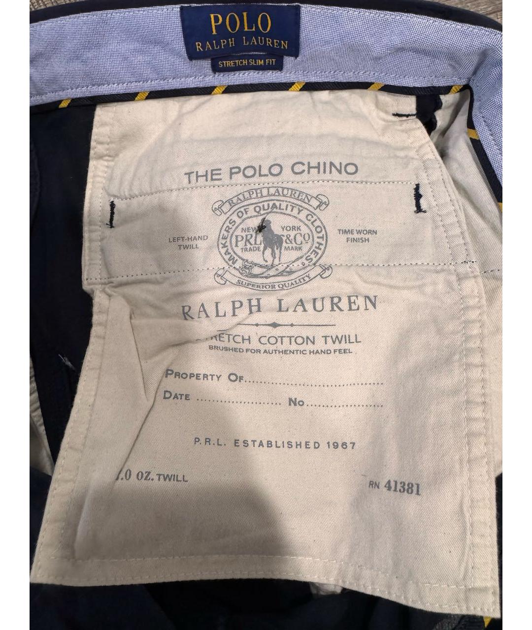 POLO RALPH LAUREN Темно-синие хлопковые повседневные брюки, фото 6