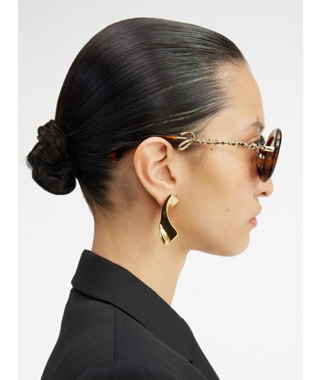 JACQUEMUS Коричневые пластиковые солнцезащитные очки, фото 5