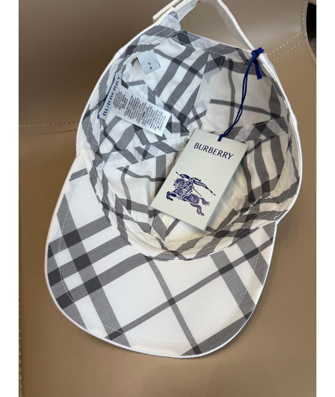 BURBERRY Белая хлопковая кепка, фото 5