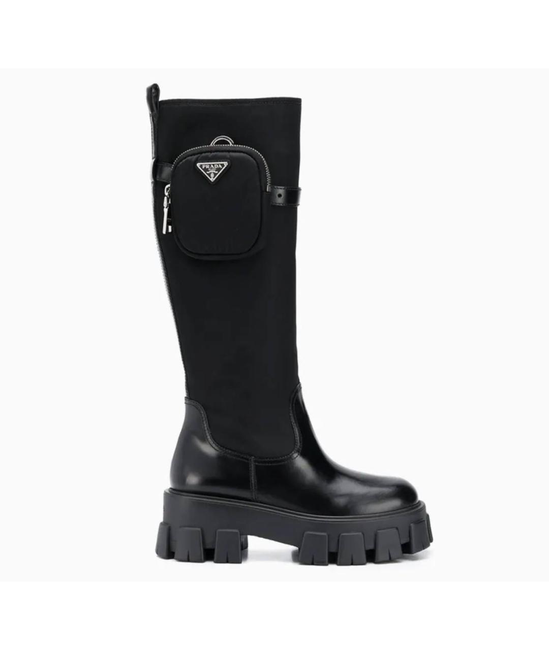 PRADA Черные кожаные сапоги, фото 4
