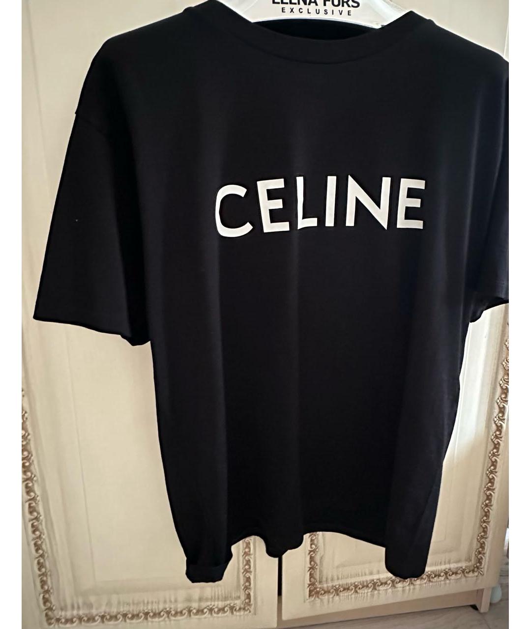 CELINE Черная хлопковая футболка, фото 2