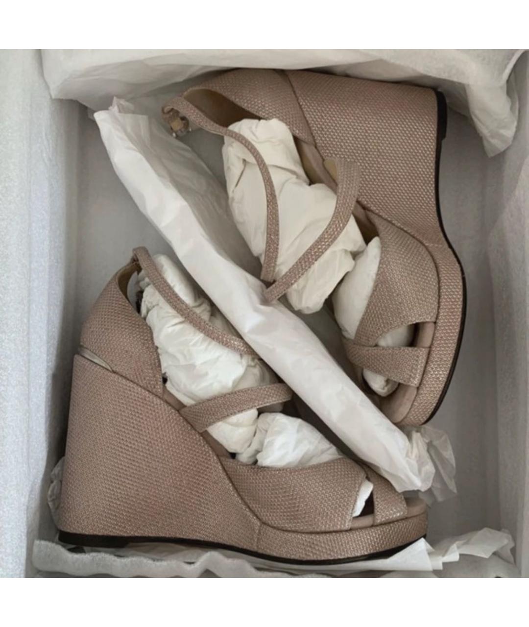JIMMY CHOO Розовые текстильные босоножки, фото 3