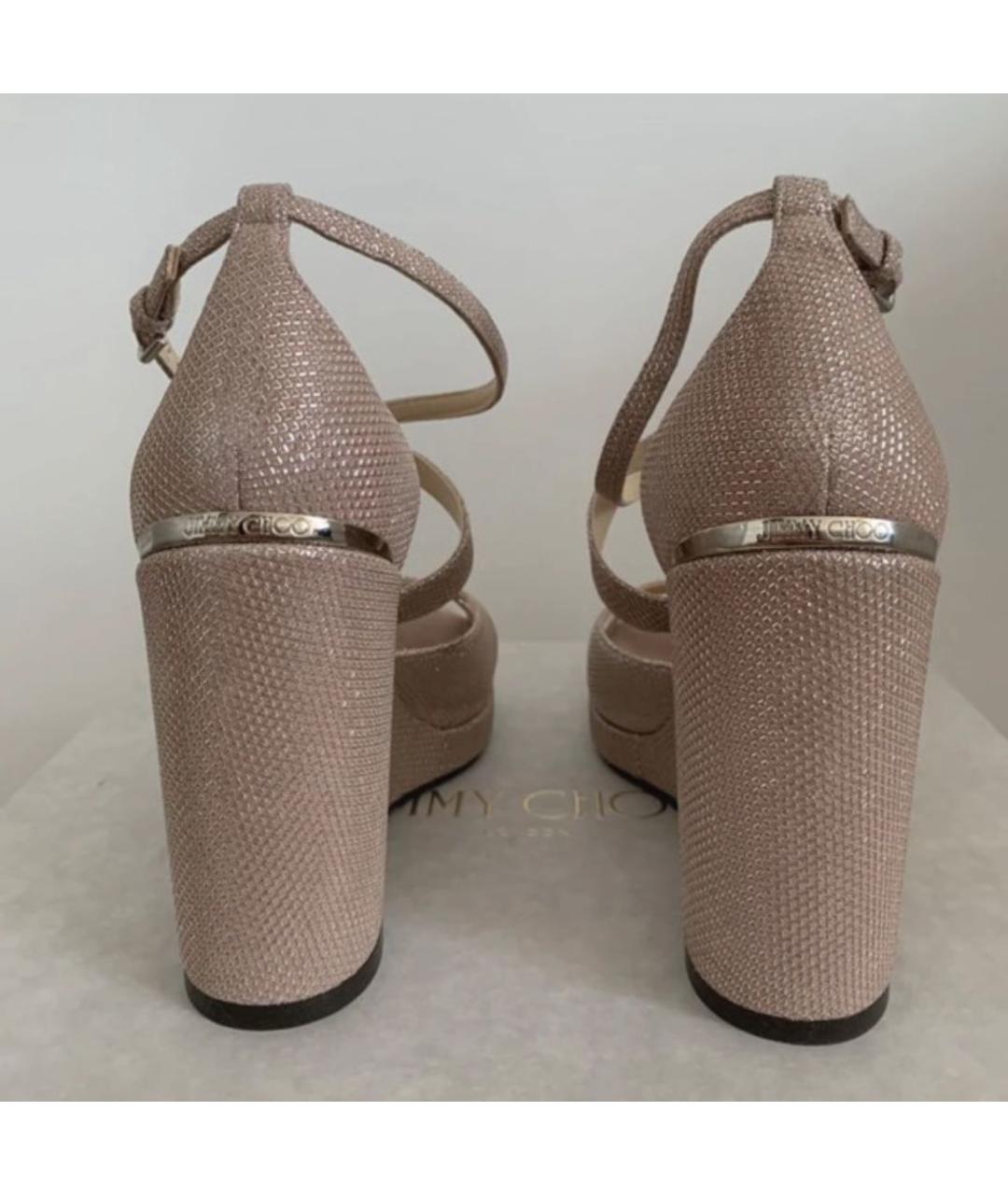 JIMMY CHOO Розовые текстильные босоножки, фото 4