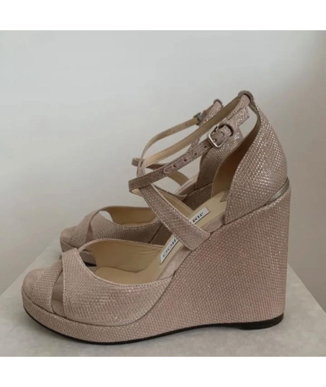 JIMMY CHOO Розовые текстильные босоножки, фото 8