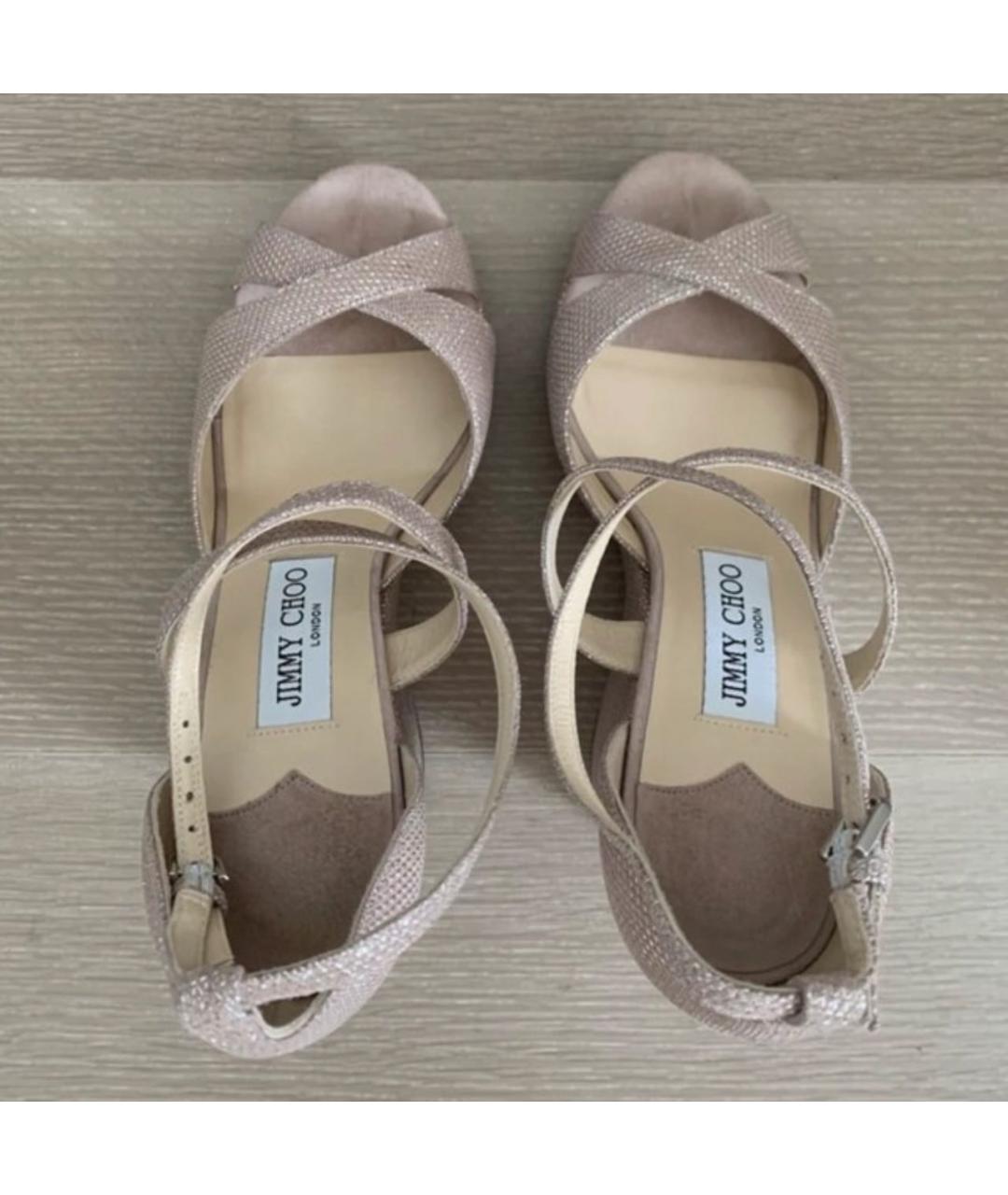 JIMMY CHOO Розовые текстильные босоножки, фото 2