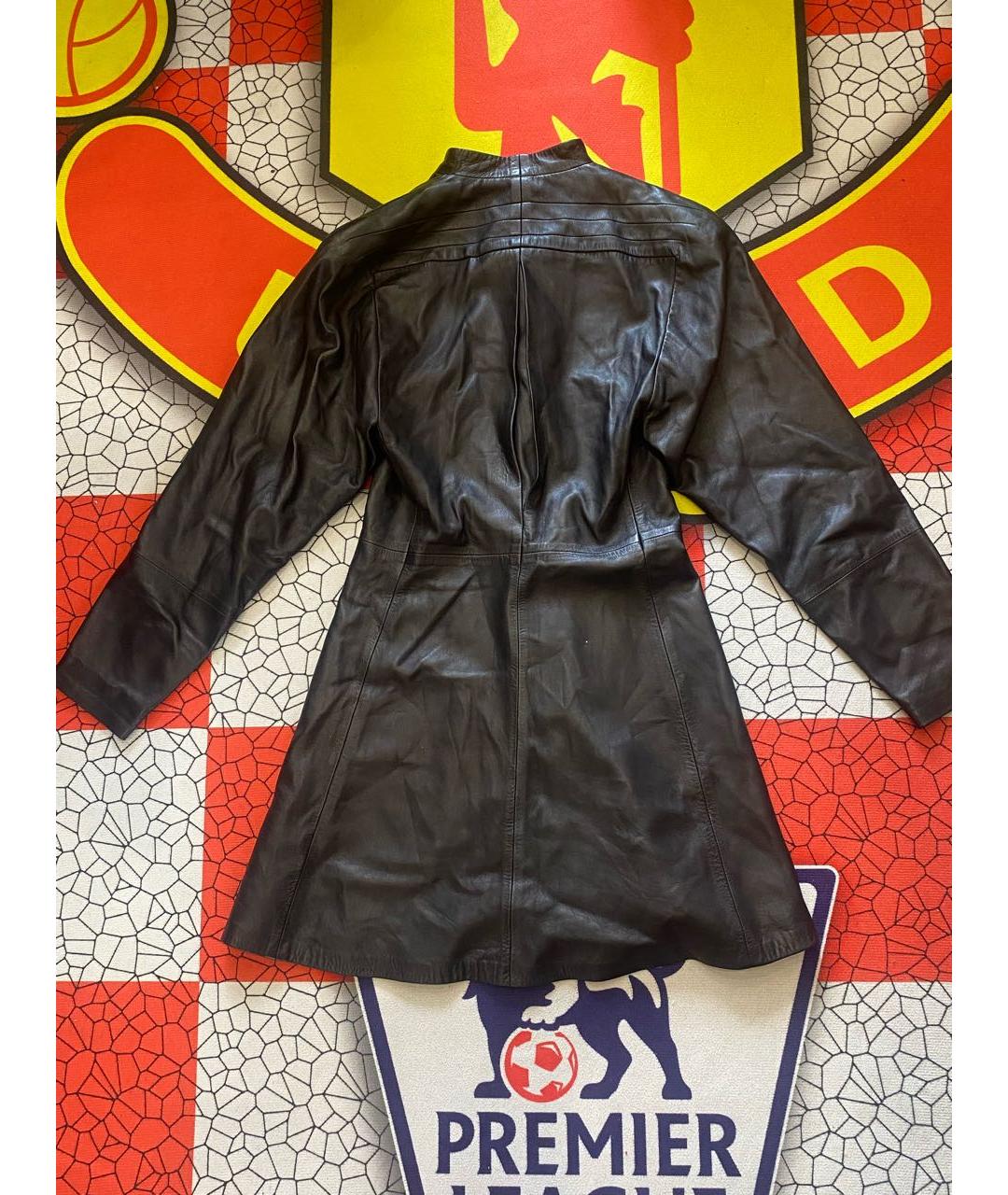 VERSACE Черное кожаное пальто, фото 2