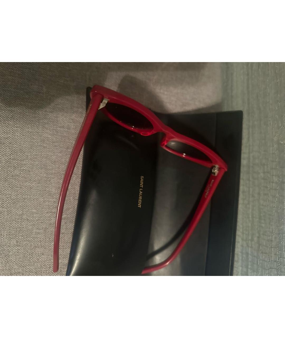 SAINT LAURENT Бордовые пластиковые солнцезащитные очки, фото 6