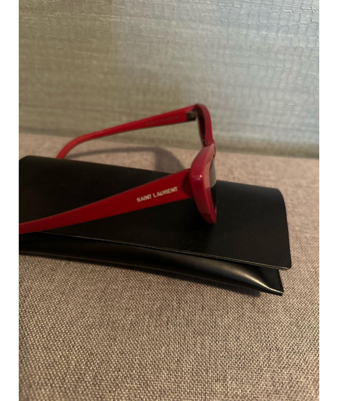 SAINT LAURENT Бордовые пластиковые солнцезащитные очки, фото 5