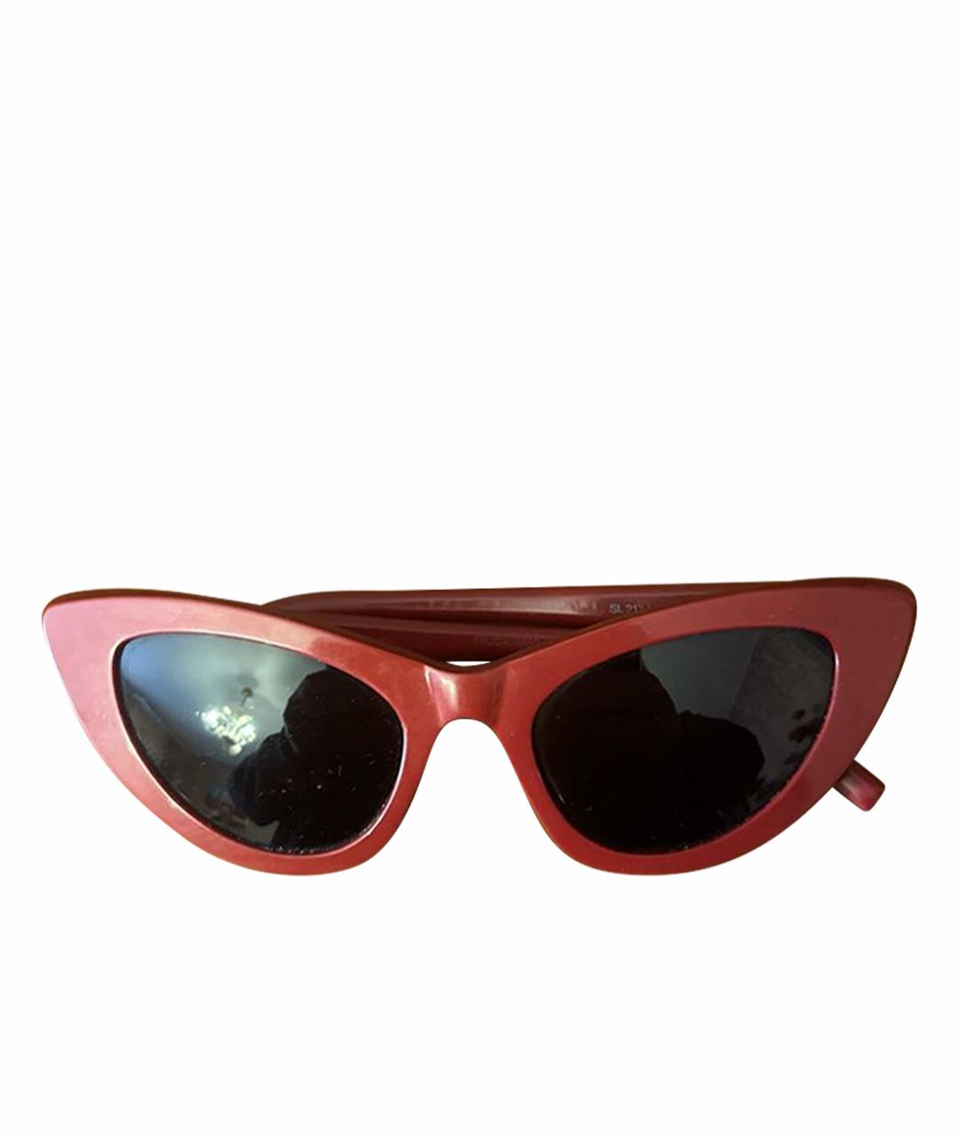 SAINT LAURENT Бордовые пластиковые солнцезащитные очки, фото 1