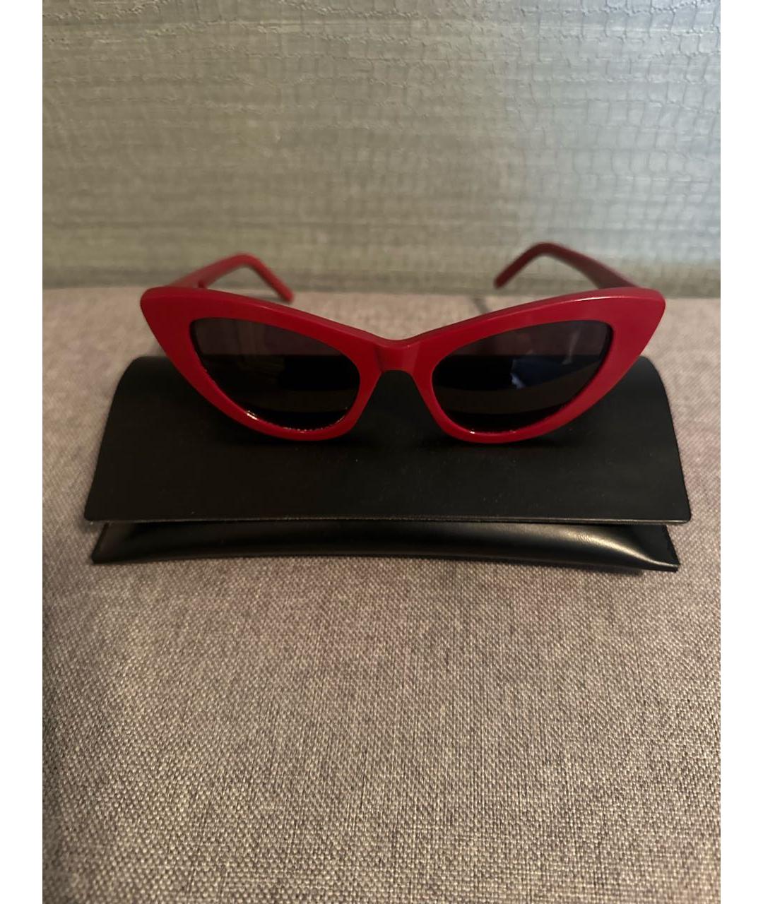 SAINT LAURENT Бордовые пластиковые солнцезащитные очки, фото 4