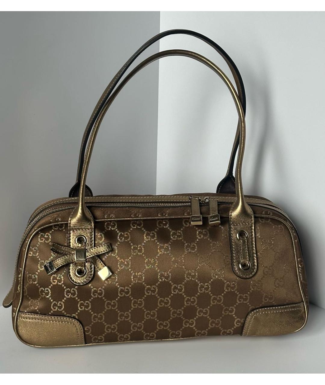 GUCCI Коричневая тканевая сумка с короткими ручками, фото 7