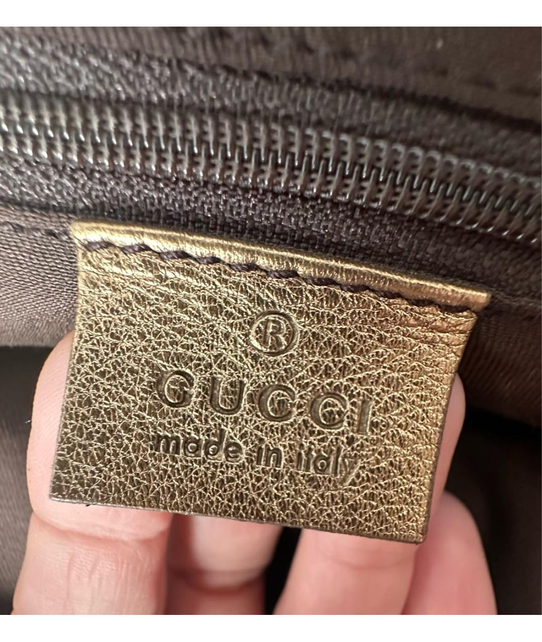 GUCCI Коричневая тканевая сумка с короткими ручками, фото 5