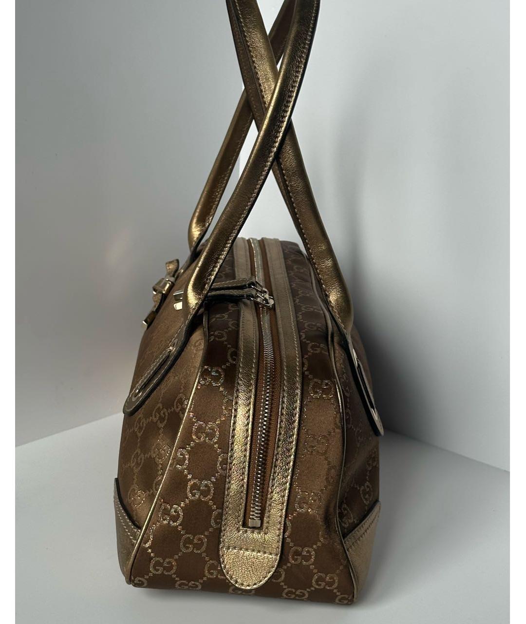 GUCCI Коричневая тканевая сумка с короткими ручками, фото 2