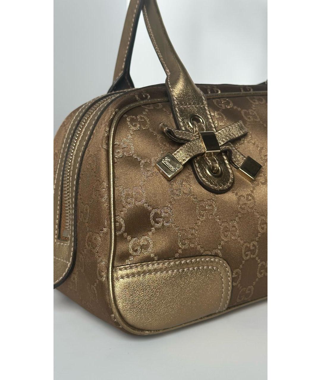 GUCCI Коричневая тканевая сумка с короткими ручками, фото 6
