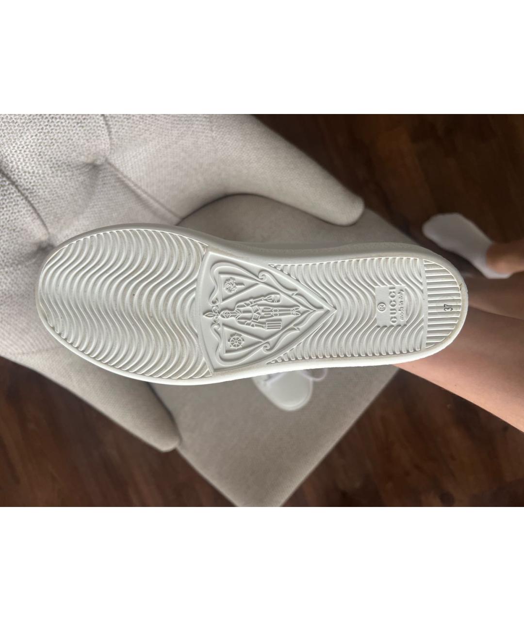GUCCI Белые кожаные кеды, фото 6
