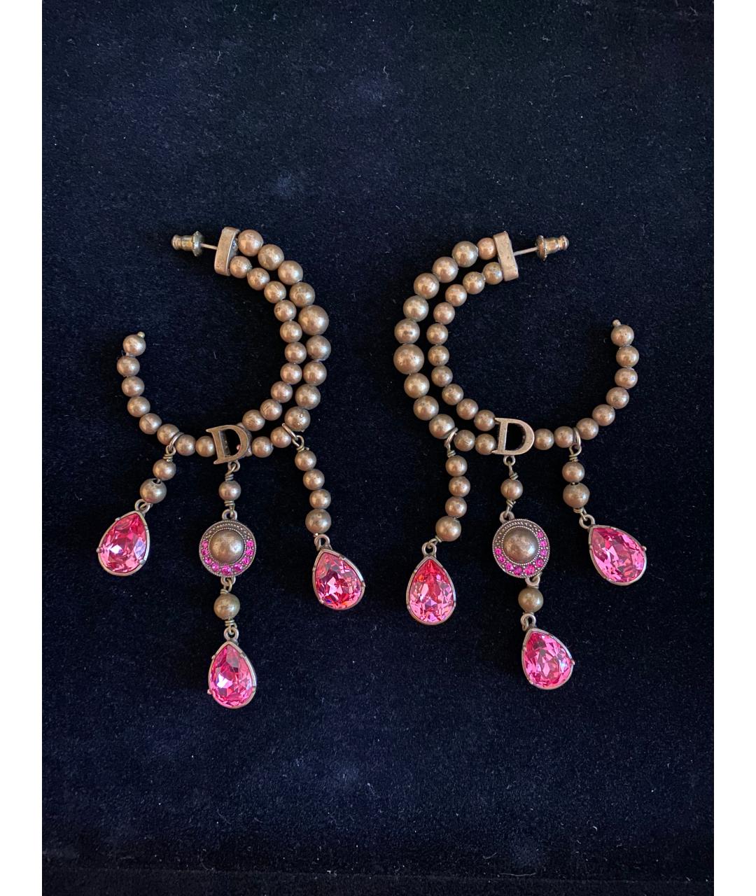 CHRISTIAN DIOR Золотые металлические серьги, фото 10